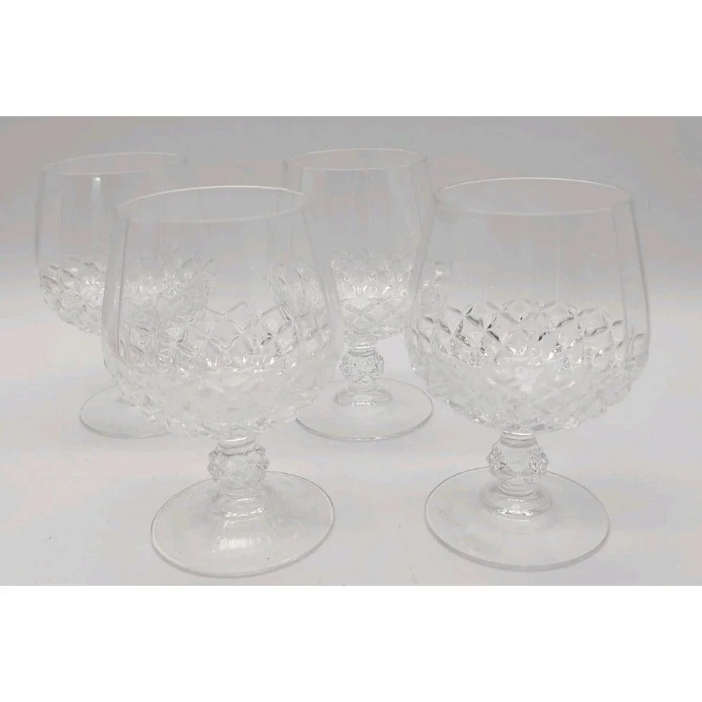 VTG (4) Cristal D'Arques LONGCHAMP Lead Crystal Brandy Snifters  Cognac Glasses
